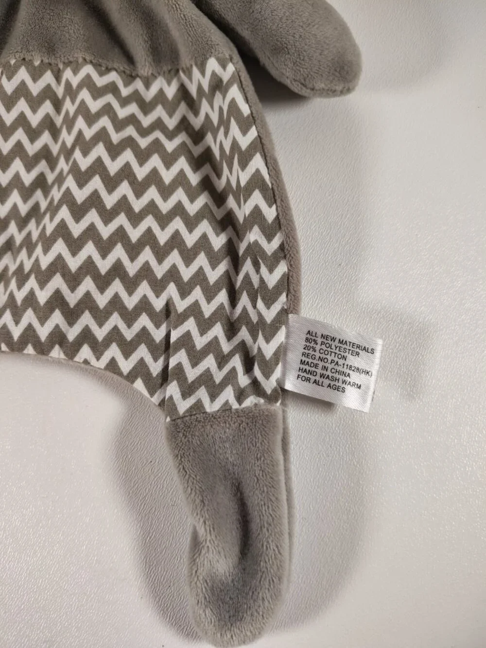 Creative Co-op Elephant Plush Lovey Gray Chevron Security Blanket Nursery Toy